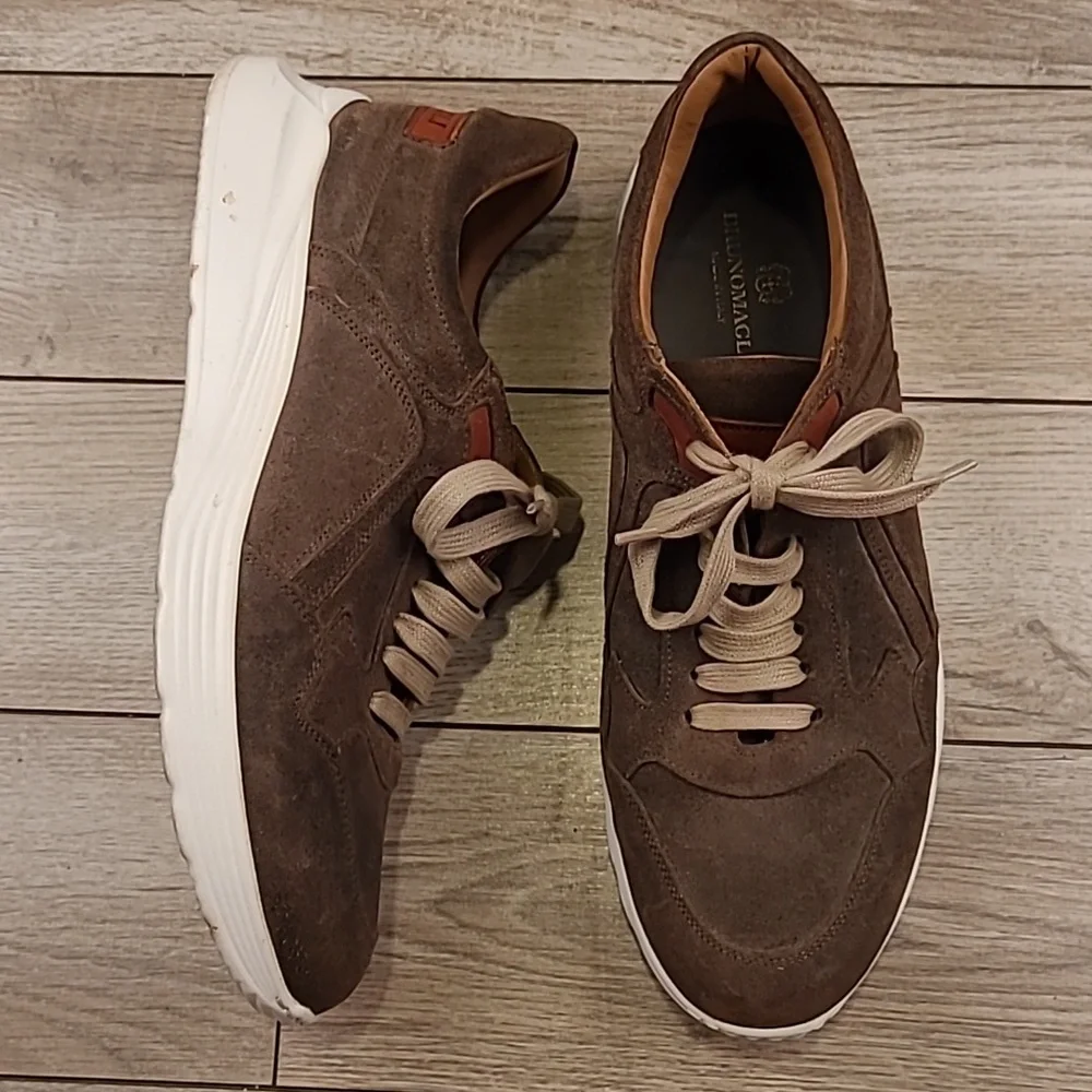 BRUNO MAGLI‎ Italy Vista Dark Brown Leather White Sz 9 M Mens Sneakers Shoes